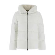 Korte matte polyester jas met imitatiebont voering Herno , White , Dam...