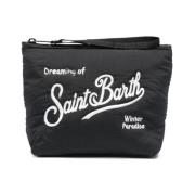 Geborduurde Logo Grijze Clutch Tas MC2 Saint Barth , Black , Dames