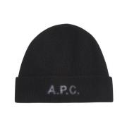 Merino Wol Harry Beanie Muts A.p.c. , Black , Heren