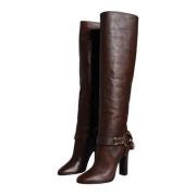 Bruin Leren Kniehoge Laarzen Dolce & Gabbana , Brown , Dames