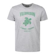 Katoenen Crew Neck T-Shirt Front Print Vilebrequin , Gray , Heren