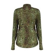 Groen/Kameel Top Shirt Geisha , Green , Dames