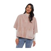 Faux Fur Cape Dewi Powder Rino&Pelle , Pink , Dames