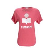 Linnen T-shirt met Logo Isabel Marant , Red , Dames