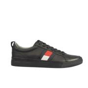 Zwarte Flag Sneakers voor Heren Tommy Hilfiger , Black , Heren