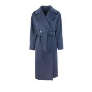 Blauwe wollen jas met dubbele rij knopen Max Mara , Blue , Dames