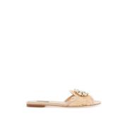 Kanten Slippers met Kristallen Broche Dolce & Gabbana , Pink , Dames