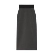 Wollen Rok met Elastische Riem Sportmax , Gray , Dames