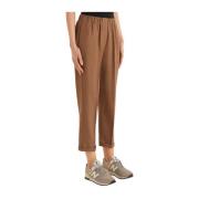 Rechte wollen broek met elastische taille Rosso35 , Brown , Dames