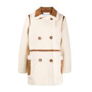 Chloe Faux Shearling Lange Jas Stand Studio , White , Dames