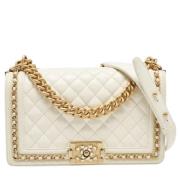 Pre-owned Leather chanel-bags Chanel Vintage , White , Dames