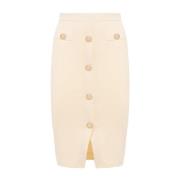 Knoop Front Midi Gebreide Rok Blugirl , Beige , Dames