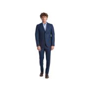 Blauw Wol Slim Fit Pak Baldinini , Blue , Heren