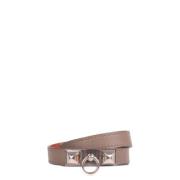 Pre-owned Leather bracelets Hermès Vintage , Gray , Dames