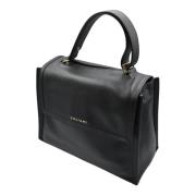 Zwarte Leren Handtas Elegante Stijl Orciani , Black , Dames