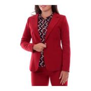 Slim Fit Single-Breasted Dames Blazer YES ZEE , Red , Dames