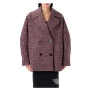 Roze Wollen Peacoat met Diagonale Strepen Msgm , Purple , Dames