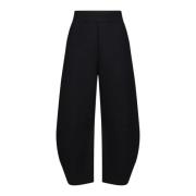 Zwarte Tapered-Leg Merino Wol Broek rus , Black , Dames