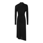 Gerimpelde Midi Jurk Victoria Beckham , Black , Dames