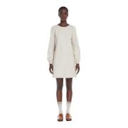 Korte Jersey Jurk met Ronde Hals en Lange Mouwen Max Mara , White , Da...