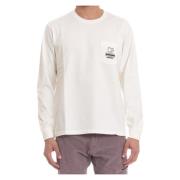 Witte Gekamd Katoenen T-shirt met Logo C.p. Company , White , Heren