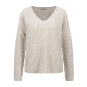 V-Neck Melange Pullover Sweater Fynch-Hatton , Beige , Dames