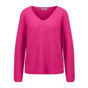 V-Neck Melange Pullover Sweater Fynch-Hatton , Pink , Dames