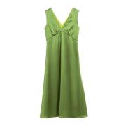 Mouwloze Lange Satijnen Jurk Max Mara Weekend , Green , Dames