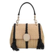 Raffia Mini Handtas met Leren Details Chloé , Beige , Dames