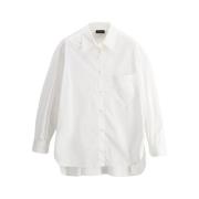 Wit Overmaatse Shirt met Borstzak Roberto Collina , White , Dames