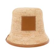 Bruin Leren Bucket Hat met Logo Jacquemus , Beige , Dames