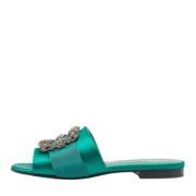 Pre-owned Canvas flats Manolo Blahnik Pre-owned , Green , Dames