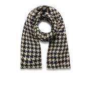 Zwart Houndstooth Sjaal Part Two , Black , Dames