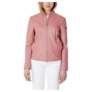 Roze leren blazer met zakken Peuterey , Pink , Dames