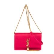 Pre-owned Silk shoulder-bags Yves Saint Laurent Vintage , Pink , Dames