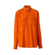 Oversized Zijden Jacquard Equestrian Knight Shirt Burberry , Orange , ...