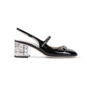 Zwarte Leren Pumps voor Vrouwen Gucci , Black , Dames