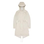 Sportieve Parka met Fishtail Hem Rains , White , Dames