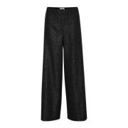 Wijde Lange Broek Gun Metal Soaked in Luxury , Black , Dames