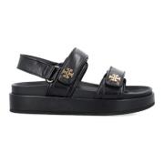 Zwarte Gesloten Platte Sandalen Kira Tory Burch , Black , Dames