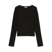 Essentiële Ribgebreide Top Patrizia Pepe , Black , Dames