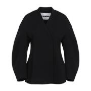 Zwarte Wollen Jas Elegant Jil Sander , Black , Dames