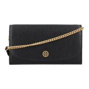 Zwarte Robinson Chain Wallet Accessoires Tory Burch , Black , Dames