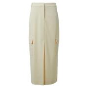 Piqué Structuur Potlood Rok Comma , Beige , Dames