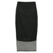 Metallic Mesh Rok met Korte Voering Comma , Black , Dames