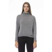 Vulcano Hals Trui Lange Mouw Baldinini , Gray , Dames