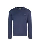 Blauwe Merinowollen Trui Vos Patch Maison Kitsuné , Blue , Heren