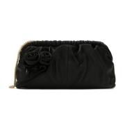 Zwarte clutch tas met 3D rozen Kazar , Black , Dames