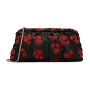 Zwarte clutch tas met rode rozen Kazar , Black , Dames