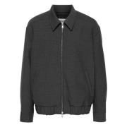 Antraciet Wol Zip-Up Jas Lanvin , Gray , Heren